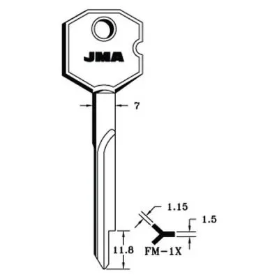 JMA FM-1X Cruciform Key Blank for Fiam® – Fire and Security Wales