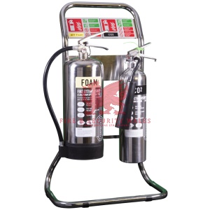 Double Tubular Chrome Fire Extinguisher Stand