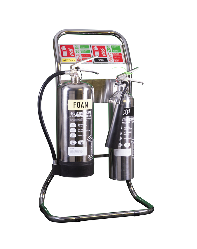 Double Tubular Chrome Fire Extinguisher Stand