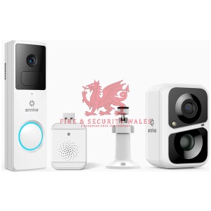 Whiffle 1080P Full HD Wireless Doorbell Camera + Custos 3MP WiFi Battery & Solar Powered Outdoor Security Camera