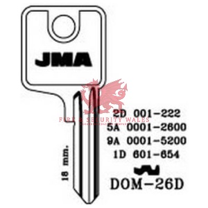 JMA Cylinder Key Blank DOM-26D for DOM®