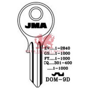 JMA Cylinder Key Blank DOM-9D for DOM®